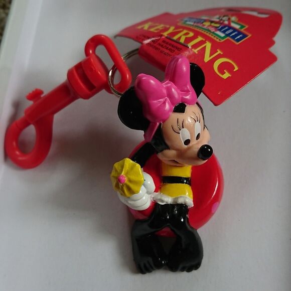 New vintage Minnie mouse sit on float keychain with clip - Picture 5 of 9